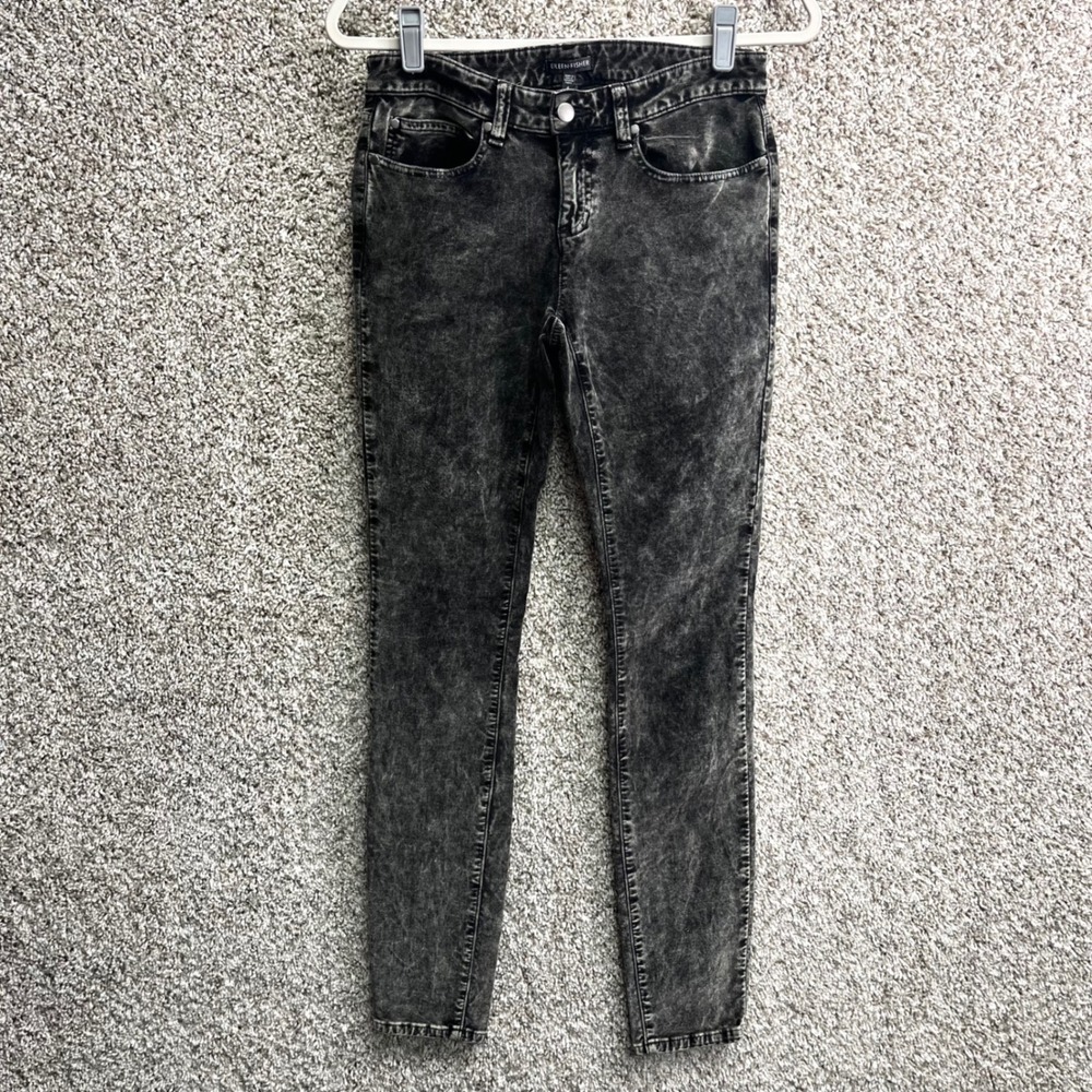Eileen Fisher Jeans Women's 4 Black Acid Wash Thick Skinny